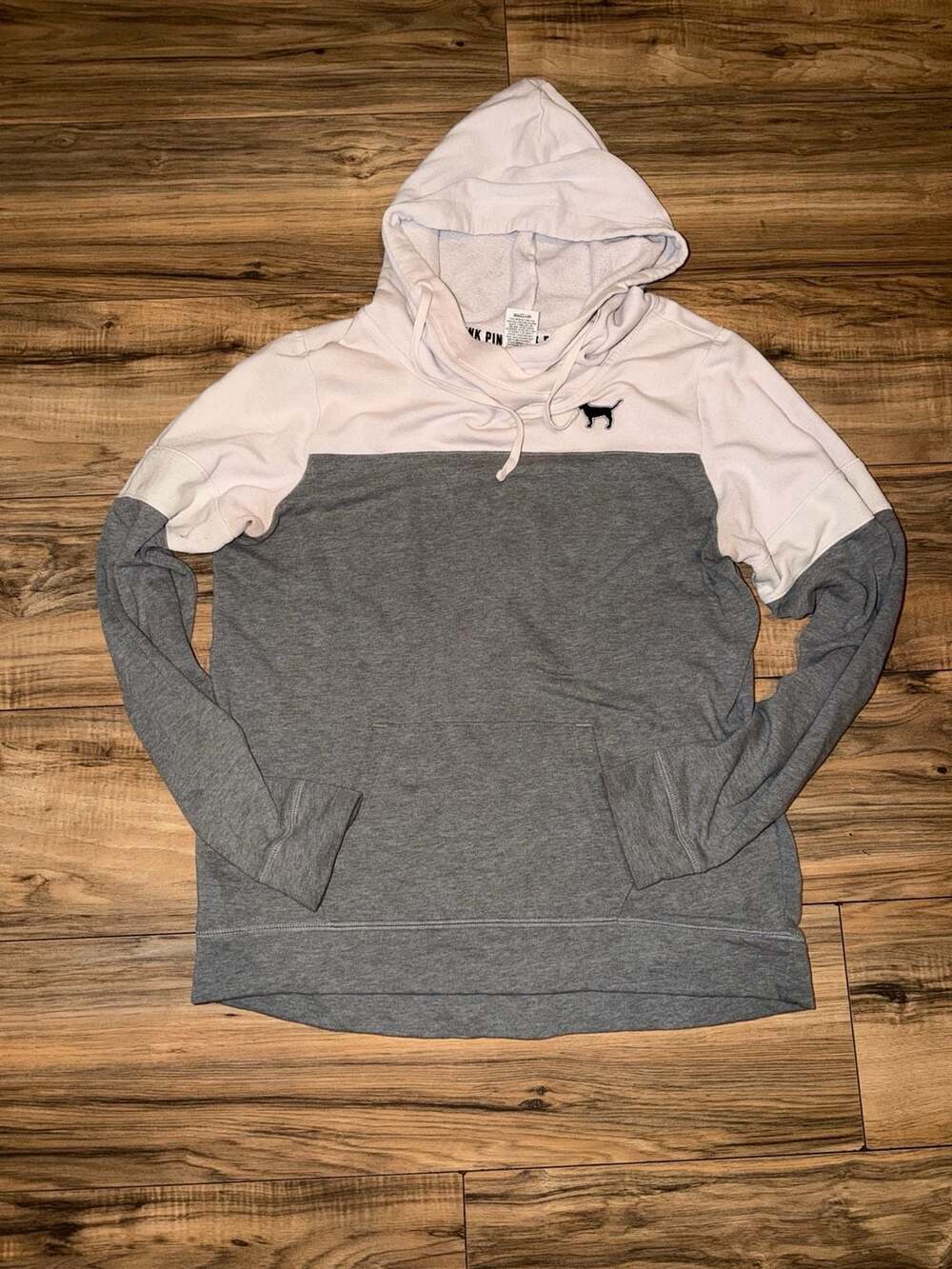 Victoria's Secret PINK Hoodie Size M Gray Pink Sequin Bling Pullover Sweatshirt
